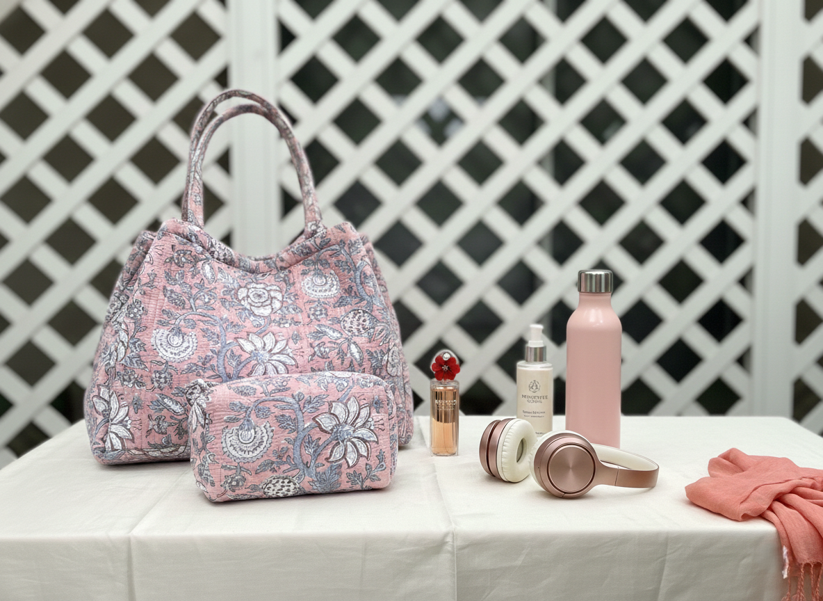 Block printed tote bags