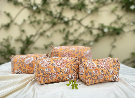 Block printed pouches in 3 sizes