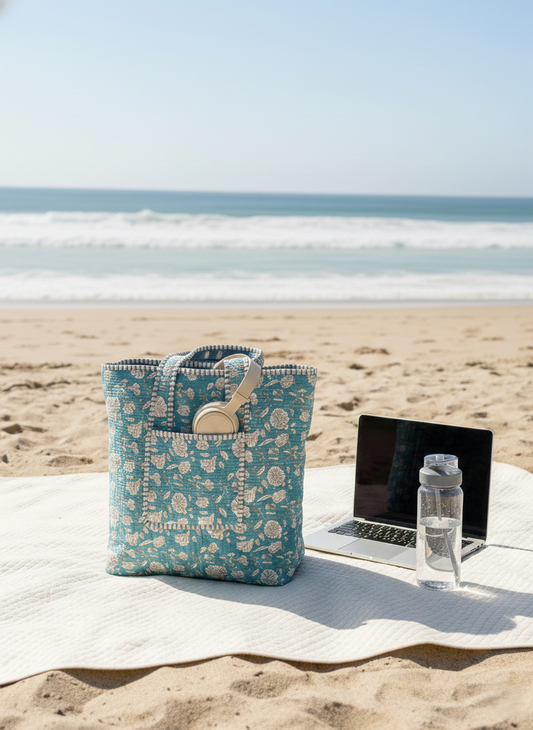 Block printed laptop bags