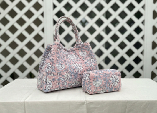 Block printed tote bags