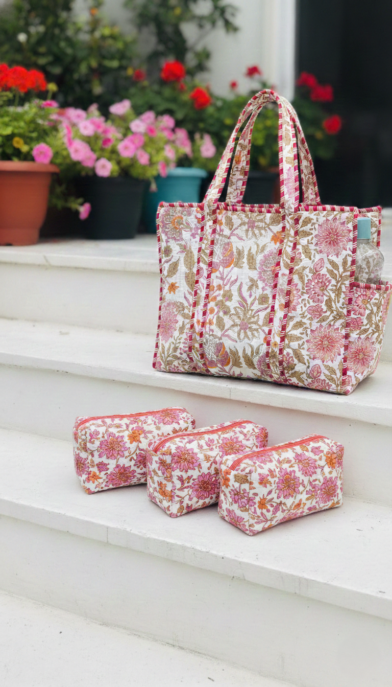 Block printed Duffel bags